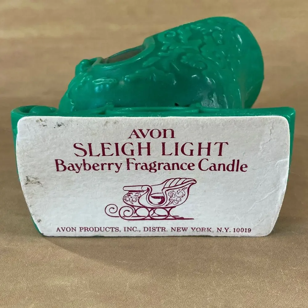 Vintage 70s AVON Holiday Lot (2) w/Red Wax Carolers & Green Sleigh Candles EUC
